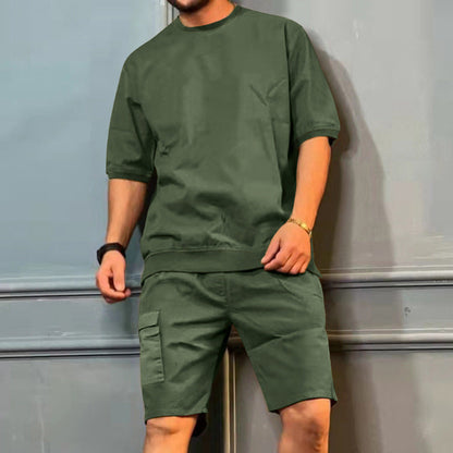 Herren Kurzarm-Shirt-Set Beuteltaschen Freizeit