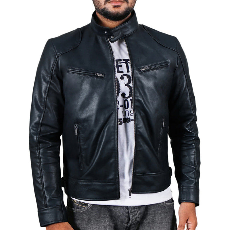 Herren Lederjacke Biker Stil Echtes Leder Schwarz - BerlinGlamour