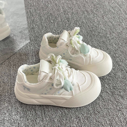 Damen Sneaker Blüten Muster Bequem Polsterung