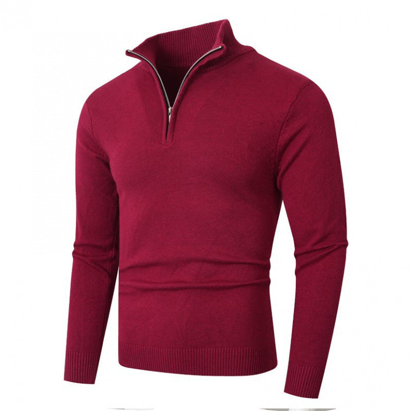 Herren Strickpullover Modern Mit Reißverschluss Hochkragen