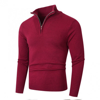 Herren Strickpullover Modern Mit Reißverschluss Hochkragen