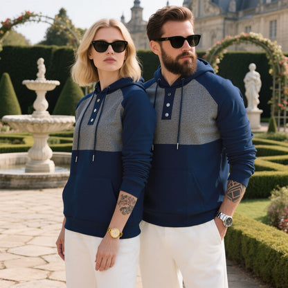 Herren Kapuzenpullover Modern Strukturiert Knopf Detail