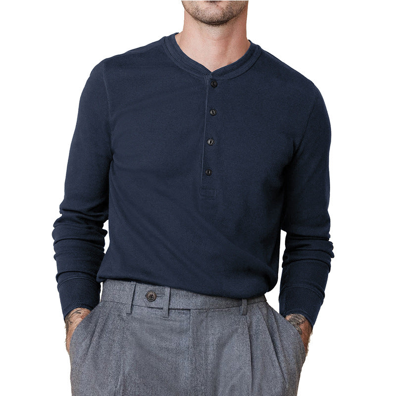 Herren Langarmshirt Weich Modern Knopfleiste - BerlinGlamour
