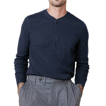 Herren Langarmshirt Weich Modern Knopfleiste - BerlinGlamour