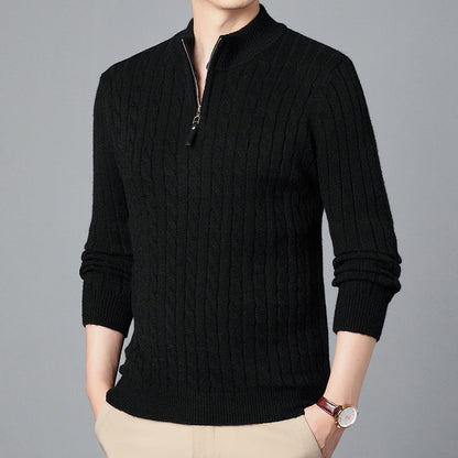 Strickpullover Herren Modern mit Reißverschluss und Struktur Details