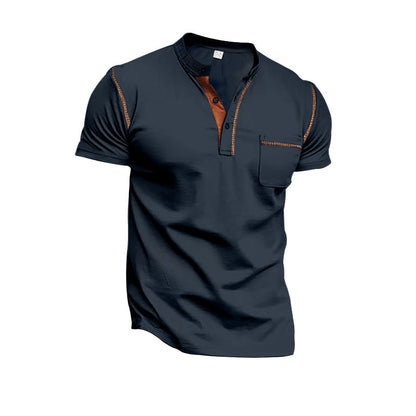 Herren Kurzarm-Shirt mit Kontraststreifen und Brusttasche Modern