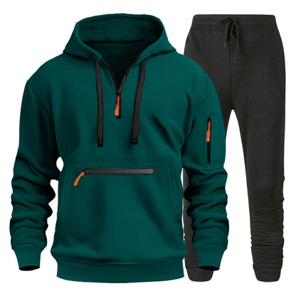 Herren Sport Hoodie Jogginghose Set Grau Sportlich