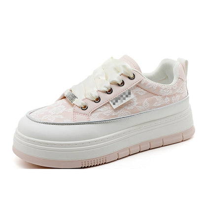 Damen Sneaker Plateau Schuhe Floral Design Modisch
