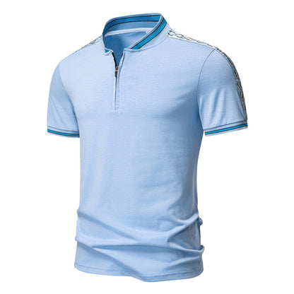 Herren Poloshirt Stehkragen Reißverschluss Modern Sportlich
