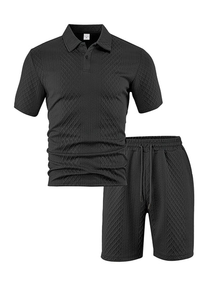 Herren Kurzarm-Set Modern Elastisch Strukturiert