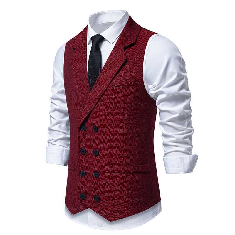 Herren Weste Herringbone Elegant Knopfleiste Modern