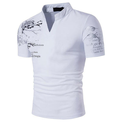 Herren T-Shirt Kurzarm Stehkragen Berlin Grafikdruck