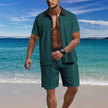 Herren Kurzarmhemd und Shorts-Set Atmungsaktiv Modern