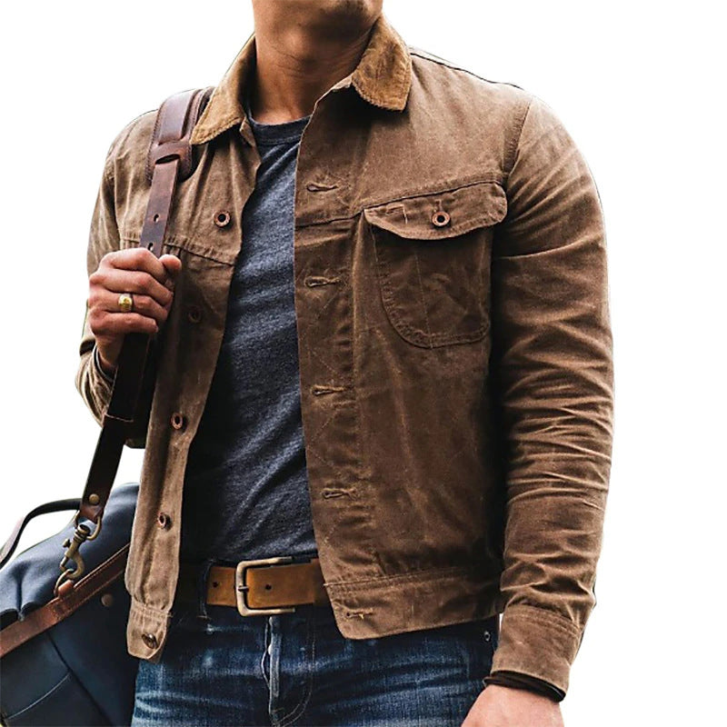 Herren Jacke Baumwoll Modern mit Taschen