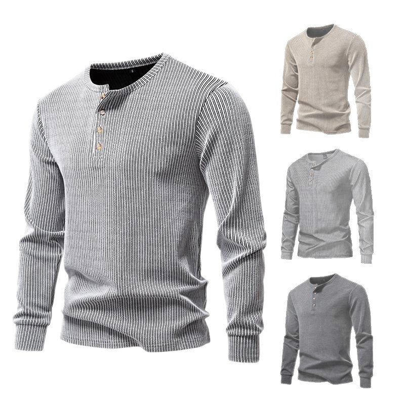 Herren Langarmhemd Mit Struktur und Knöpfen Modern