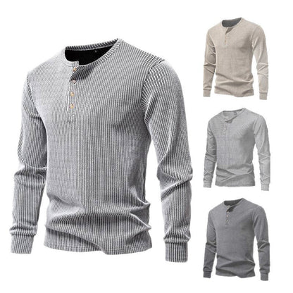 Herren Langarmhemd Mit Struktur und Knöpfen Modern
