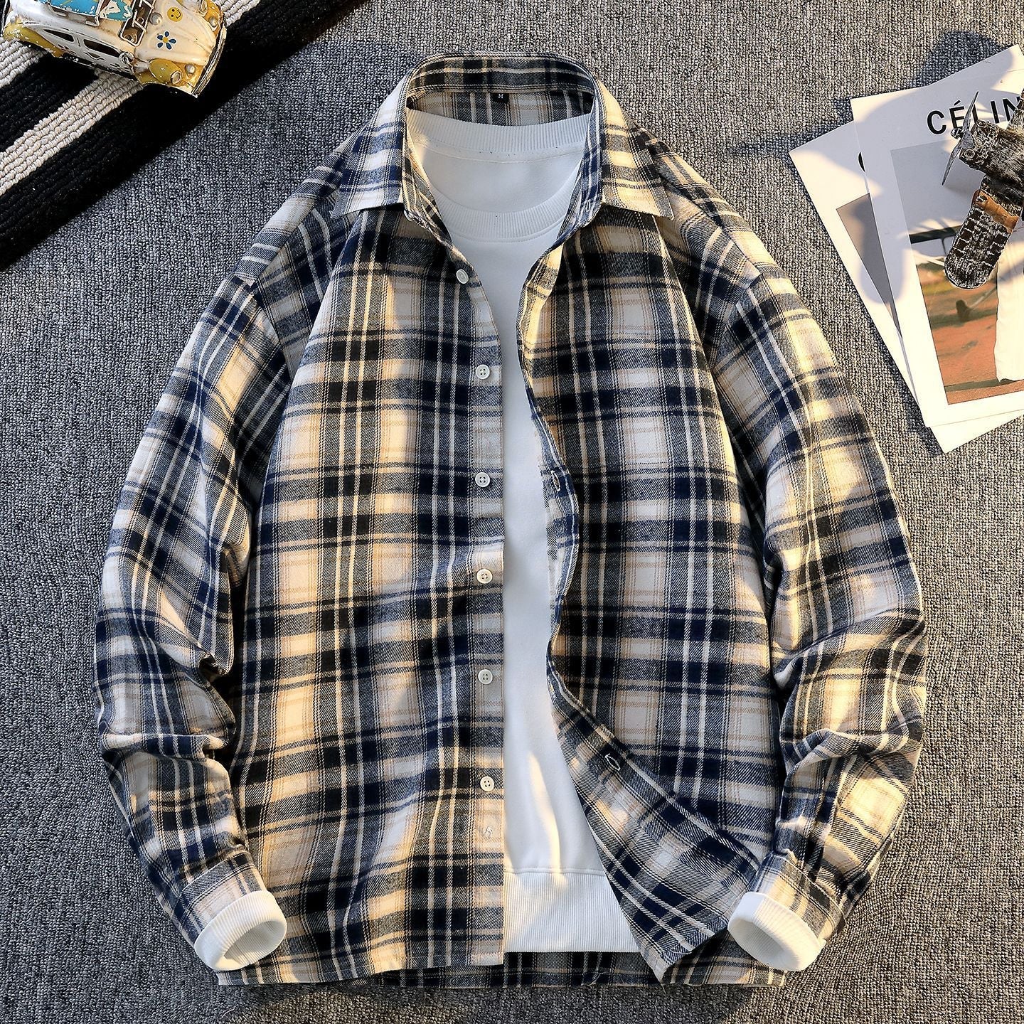 Herren Flanellhemd Karomuster Warm Modern