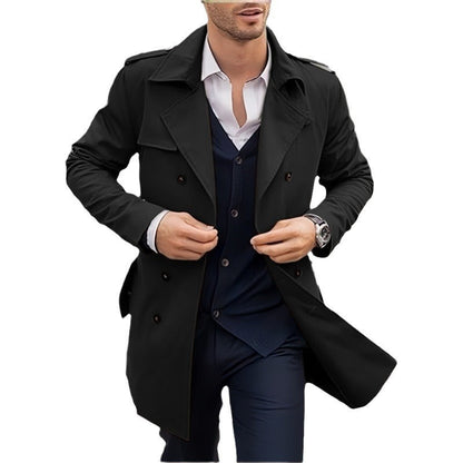 Herren Trenchcoat Klassisch Zeitlos mit Knöpftaschen