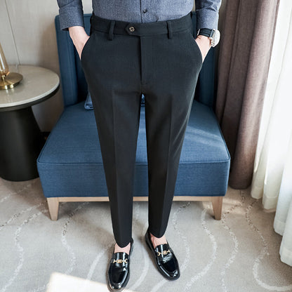 Herren Anzughose Slim Fit Schmal Schwarze Hose