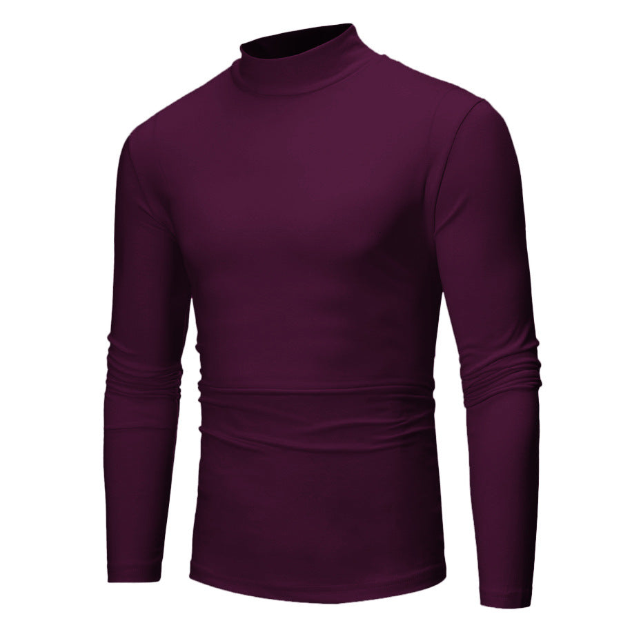 Herren T-Shirt Langarm Modern mit Stehkragen Slim Fit