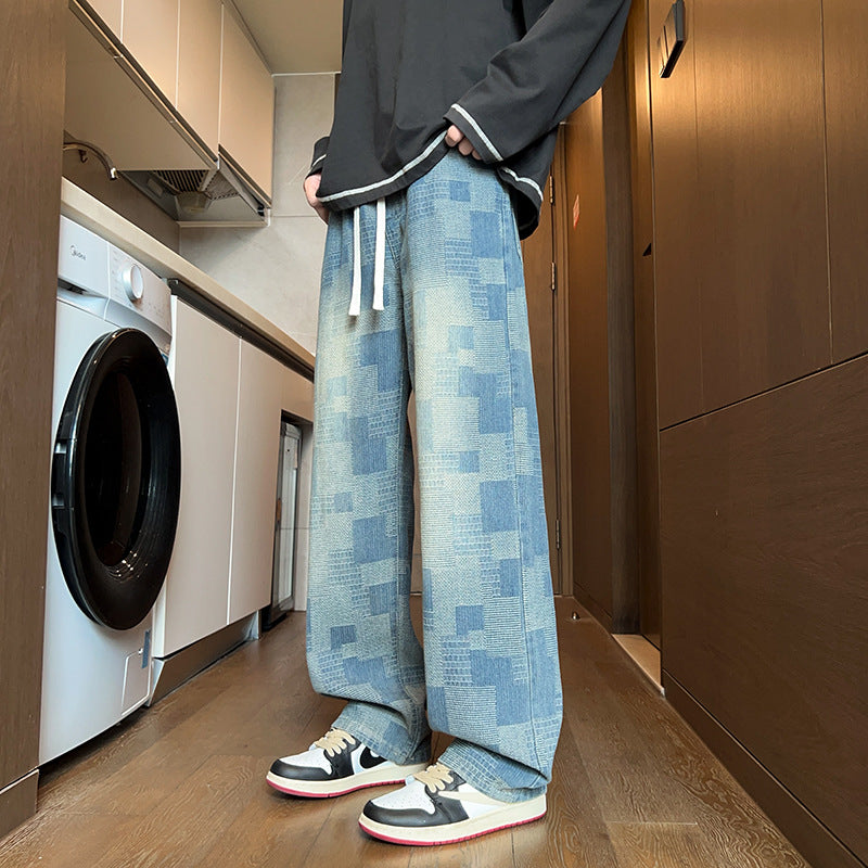 Moderne Unisex Denim-Hose Weit Bequem