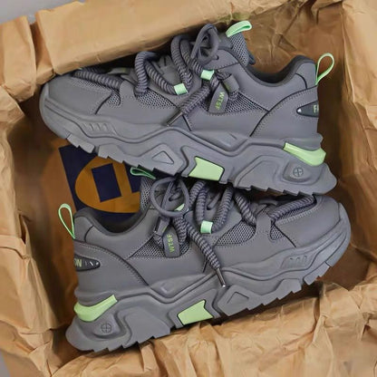 Damen Sneaker Sportlich Chunky Schnell Schnüren