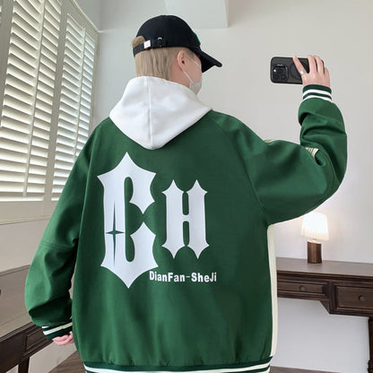 Sportliche Bomberjacke Unisex Kontrast Ärmelabschlüsse Modern