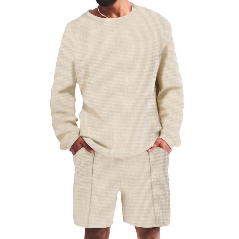 Herren Freizeit-Set Casual mit Struktur-Oberteil und Bequemen Shorts