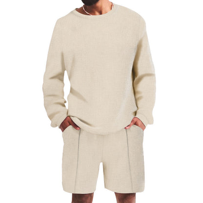 Herren Freizeit-Set Casual mit Struktur-Oberteil und Bequemen Shorts