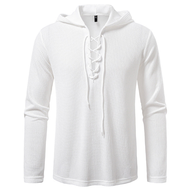 Herren Kapuzenpullover Struktur Design Schnürung Modern