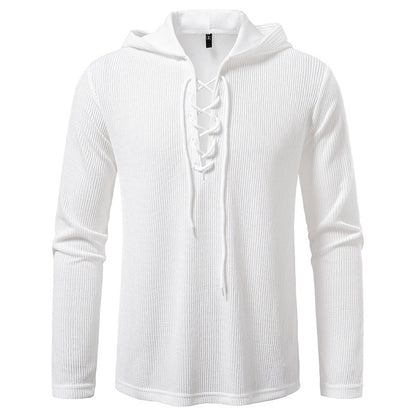 Herren Kapuzenpullover Struktur Design Schnürung Modern