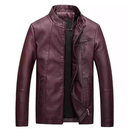 Herren Lederjacke Modern Steppdesign Schwarz