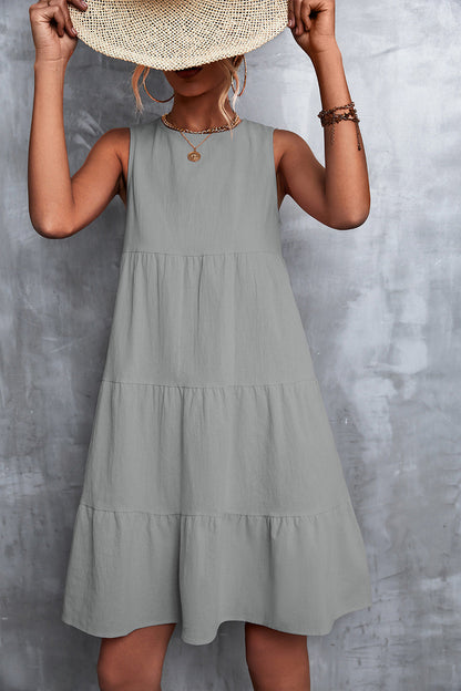 Sommerkleid Damen A-Linie Ärmellos Voluminöser Rock