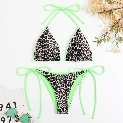 Damen Bikini Leopardenmuster mit Verstellbaren Trägern Sexy