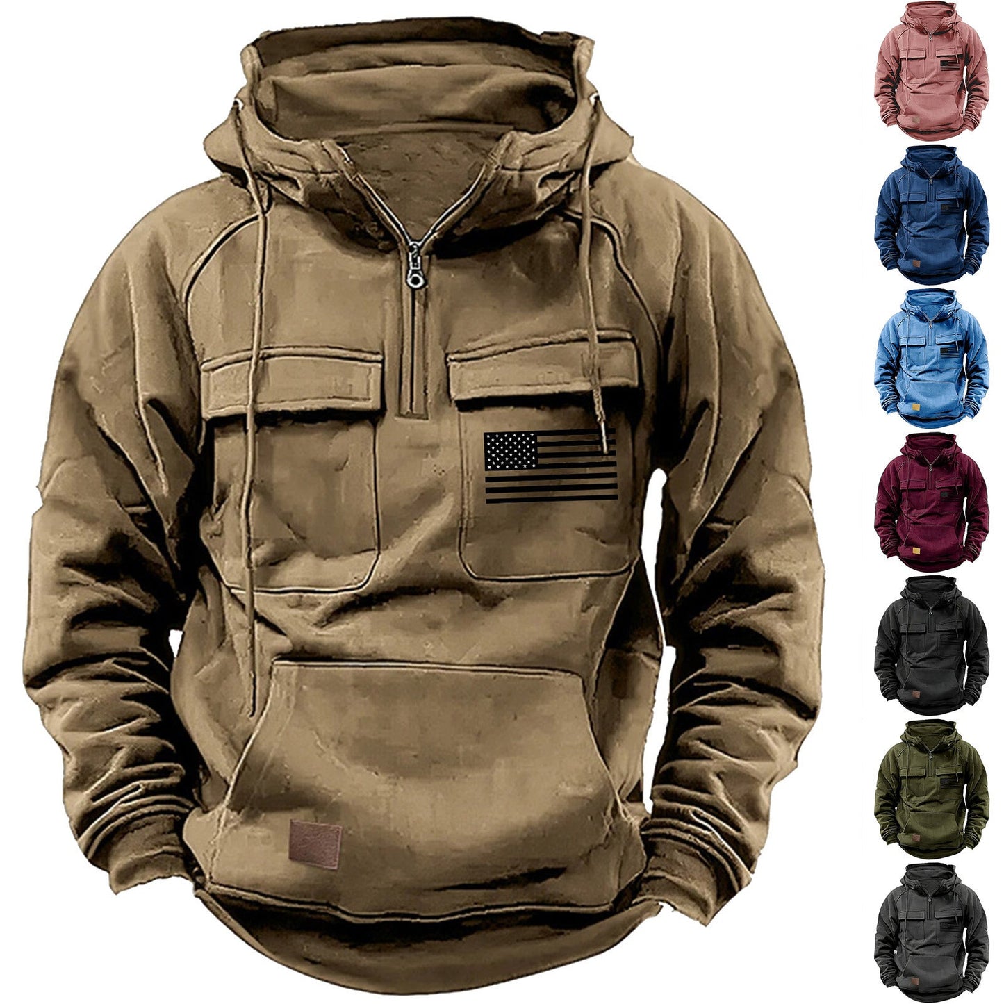 Herren Kapuzenpullover Funktionell Mit Taschen - BerlinGlamour
