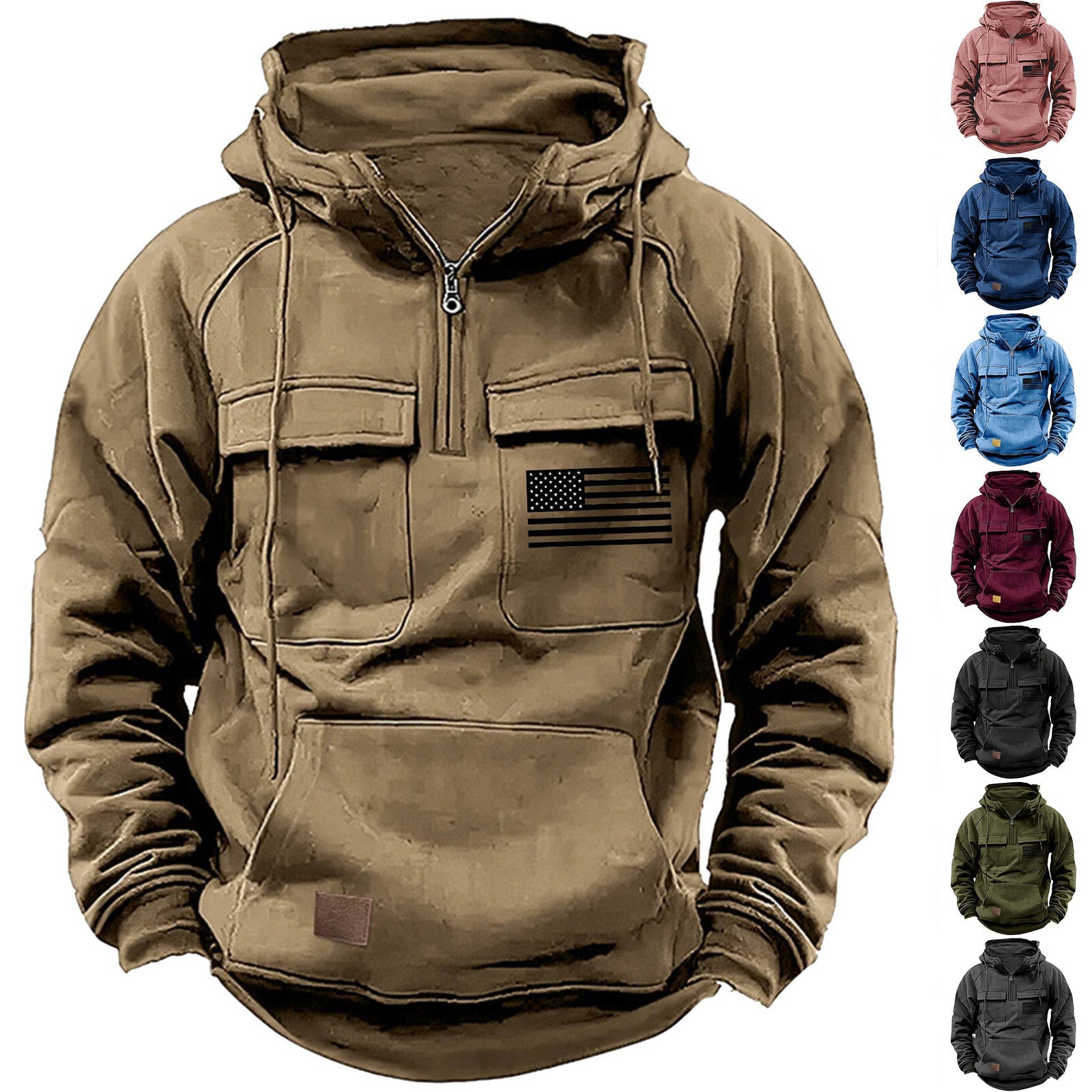 Herren Kapuzenpullover Funktionell Mit Taschen - BerlinGlamour
