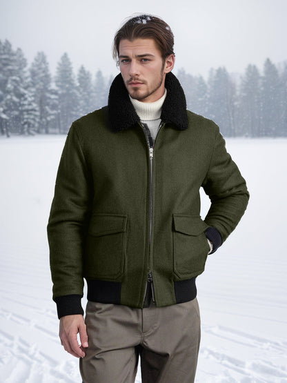 Herren Bomberjacke Teddyfell Kragen Modern Sportlich