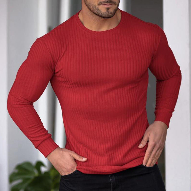 Herren Langarmshirt Fein Rippenstruktur Modern Slimfit
