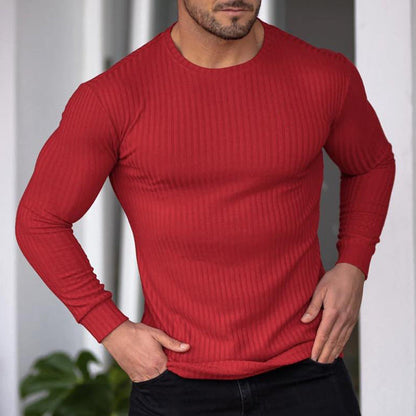Herren Langarmshirt Fein Rippenstruktur Modern Slimfit