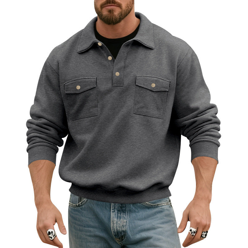 Herren Fleece-Pullover Warm mit Brusttasche