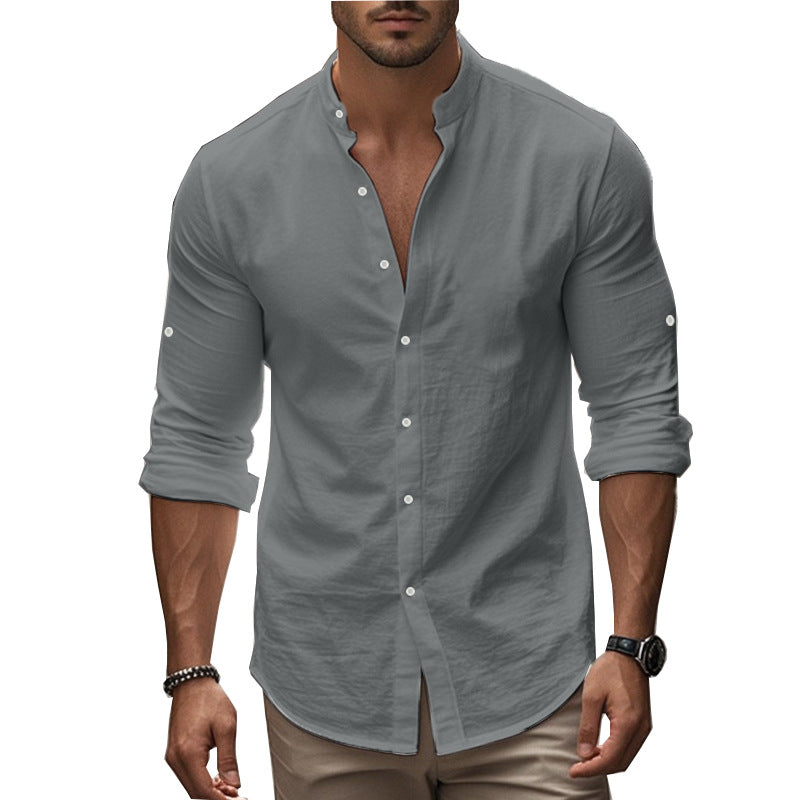 Herren Langarmhemd Modern mit Kontrastknöpfen Slimfit
