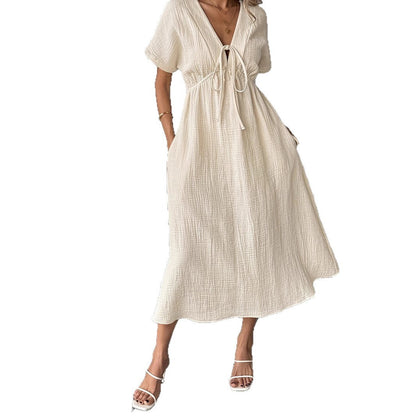 Maxikleid mit Taillenband Sommer Freizeitkleid