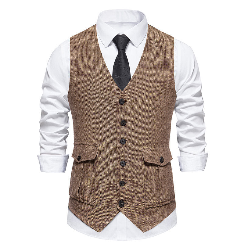 Herren Weste Fischgratmuster Elegante Schlicht