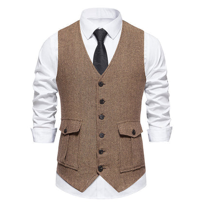 Herren Weste Fischgratmuster Elegante Schlicht