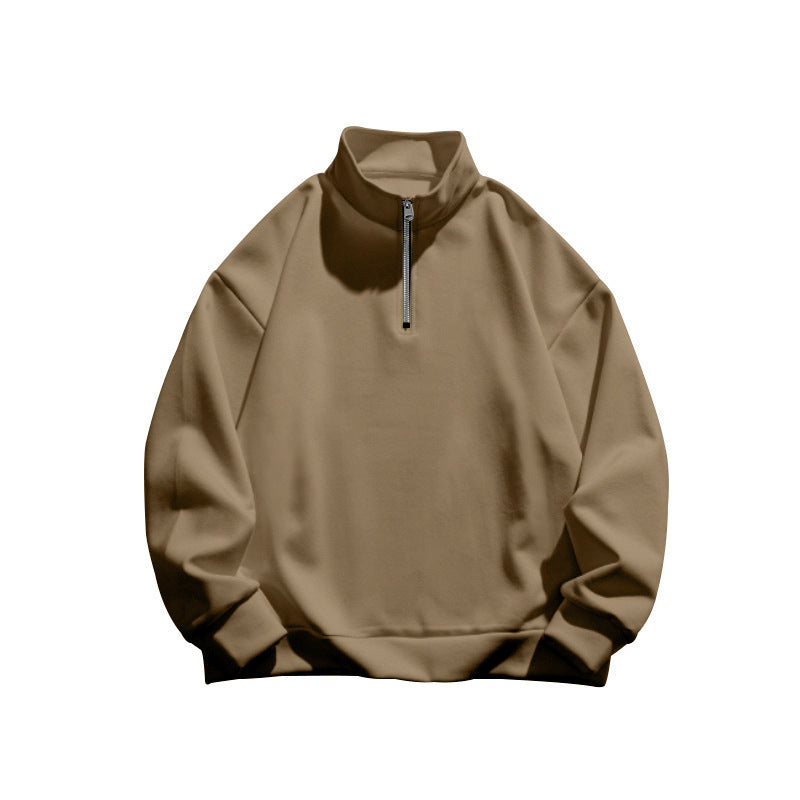 Herren Sweatshirt Stehkragen Halbzipp Reißverschluss Modern