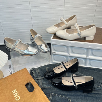 Damen Ballerinas Bequem Keilabsatz Riemen Detail