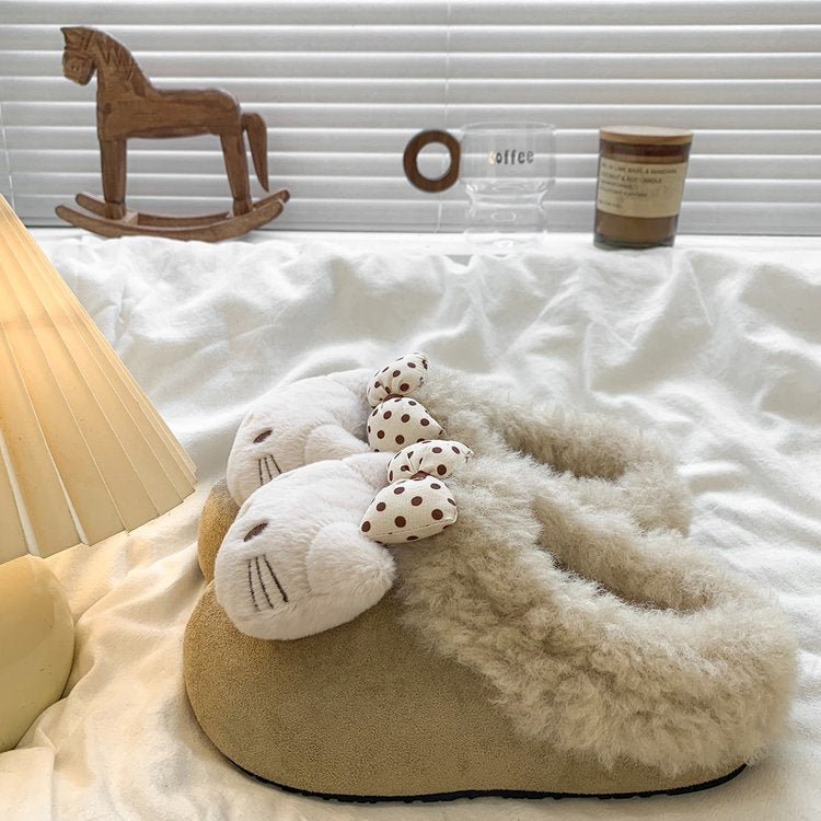 Damen Plüschpantoffeln Weich mit Tiermotiv Warm - BerlinGlamour