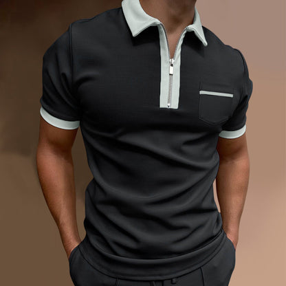 Herren Poloshirt Stilvoll Zip Vorderseite Modern