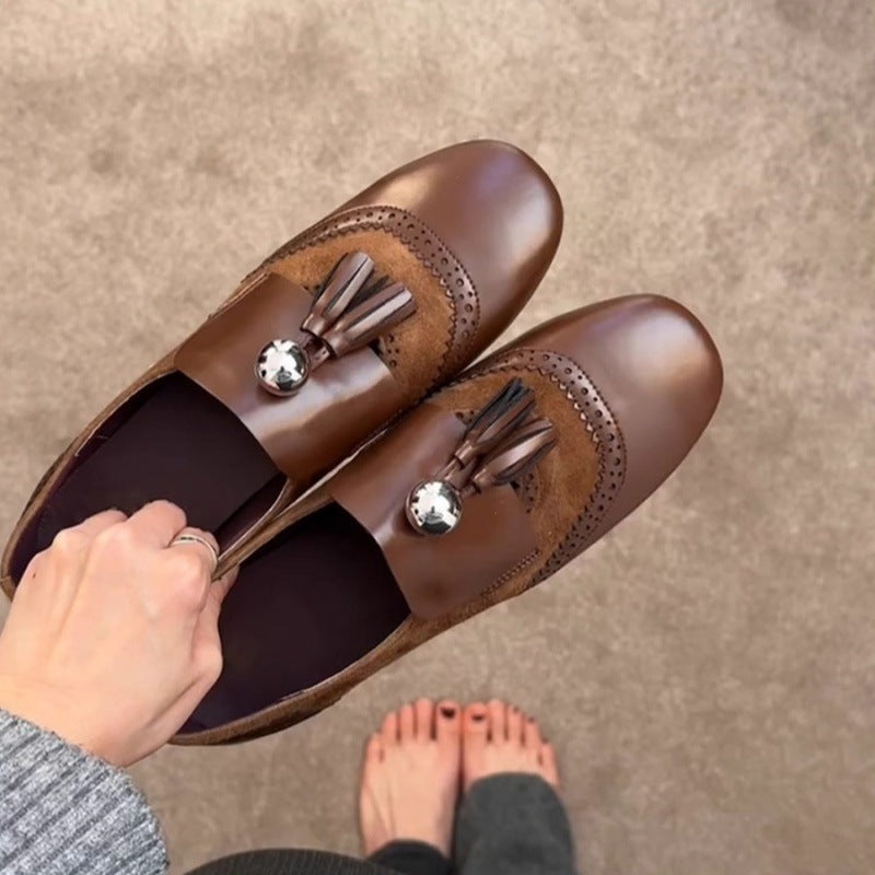 Damen Mokassins Edel Dekorativ Quasten Schuhe