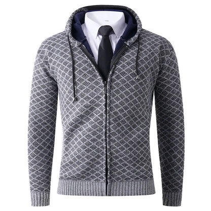 Herren Kapuzenjacke Elegant mit Muster Schwarz - BerlinGlamour